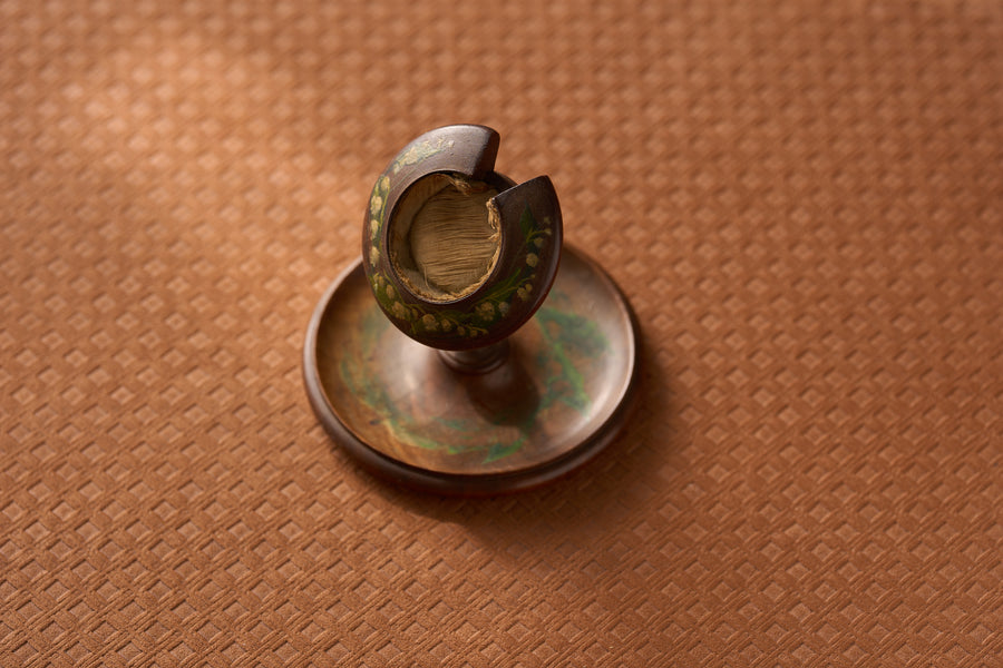 Hand-Painted Treen Watch Stand, Lily of the Valley, c.1900