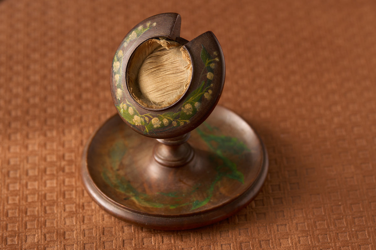 Hand-Painted Treen Watch Stand, Lily of the Valley, c.1900