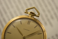 Longines 18k Gold Pocket Watch, Amsterdam Provenance, 1937, detail view 11