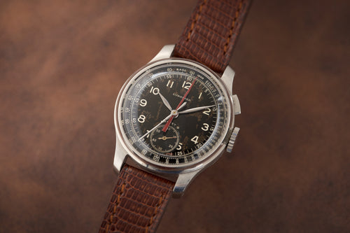 Single-Button Flyback Chronograph, Black Tachymeter Dial, c.1940s