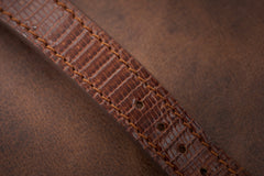 Longines 12.68Z Single-Button Chronograph, Black Dial, 1940s, the lizard-grain strap