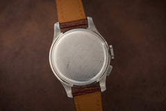 Longines 12.68Z Single-Button Chronograph, Black Dial, 1940s, the plain snap back