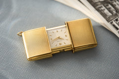 Movado Ermeto 18ct Gold Self-Winding Travel Watch, c.1950s, detail view 6