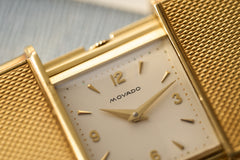 Movado Ermeto 18ct Gold Self-Winding Travel Watch, c.1950s, detail view 11
