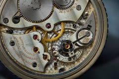 Movado 18k White Gold Pocket Watch, Sapphire Bezel, c.1928, detail view 13