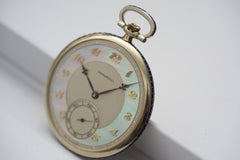 Movado 18k White Gold Pocket Watch, Sapphire Bezel, c.1928, detail view 17