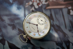 Movado 18k White Gold Pocket Watch, Sapphire Bezel, c.1928, detail view 3
