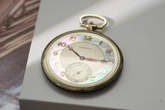 Movado 18k White Gold Pocket Watch, Sapphire Bezel, c.1928, detail view 24