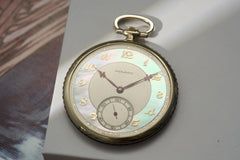 Movado 18k White Gold Pocket Watch, Sapphire Bezel, c.1928, detail view 25