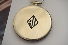 Movado 18k White Gold Pocket Watch, Sapphire Bezel, c.1928, detail view 30