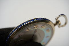 Movado 18k White Gold Pocket Watch, Sapphire Bezel, c.1928, detail view 33