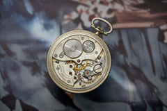 Movado 18k White Gold Pocket Watch, Sapphire Bezel, c.1928, detail view 5