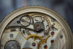 Movado 18k White Gold Pocket Watch, Sapphire Bezel, c.1928, detail view 9