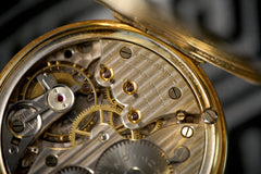Movado 18ct Gold Pocket Watch, Art Deco Enamel Dial, c.1920s, detail view 13