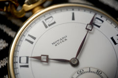 Movado 18ct Gold Pocket Watch, Art Deco Enamel Dial, c.1920s, detail view 17