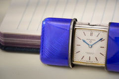 Movado Ermeto Silver Pocket Watch, Blue Guilloché Enamel, c.1929, detail view 4