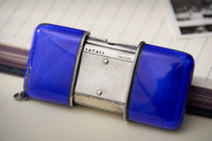 Movado Ermeto Silver Pocket Watch, Blue Guilloché Enamel, c.1929, detail view 9