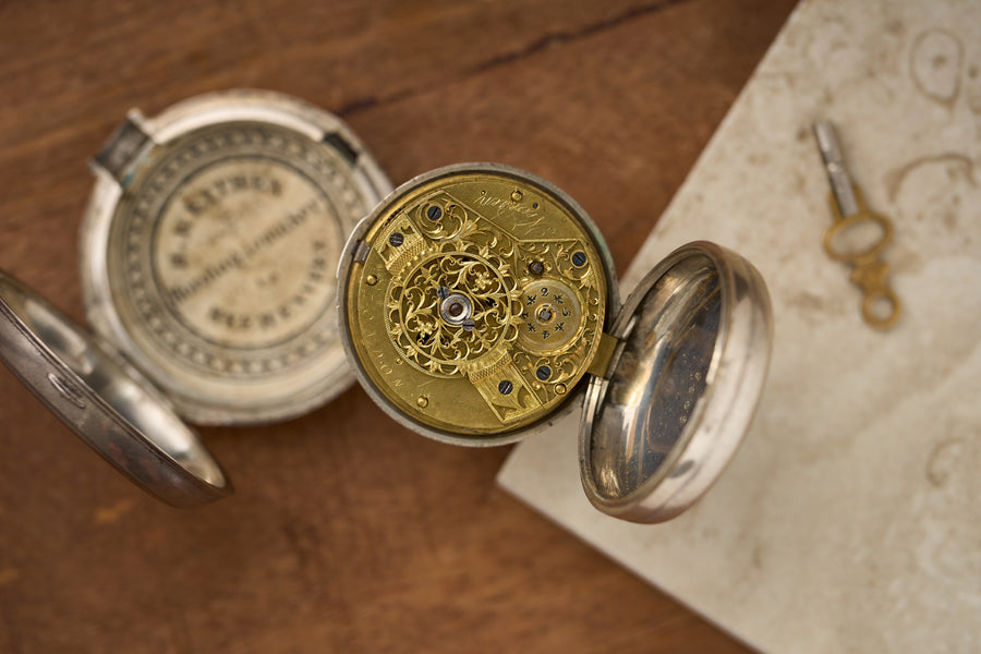 Silver Verge Fusee with its Heerenveen Retailer Label, c.1810