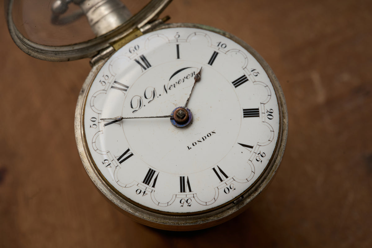 Silver Verge Fusee with its Heerenveen Retailer Label, c.1810