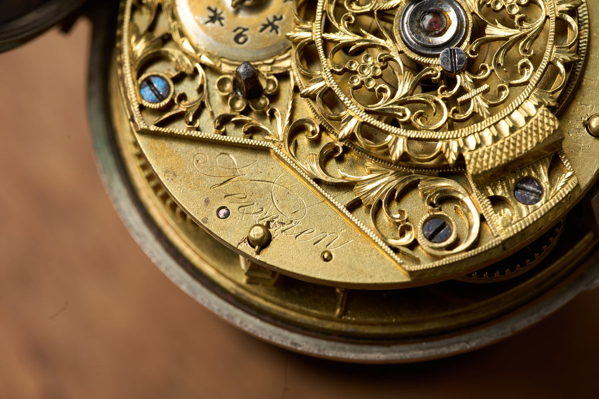 Silver Verge Fusee with its Heerenveen Retailer Label, c.1810