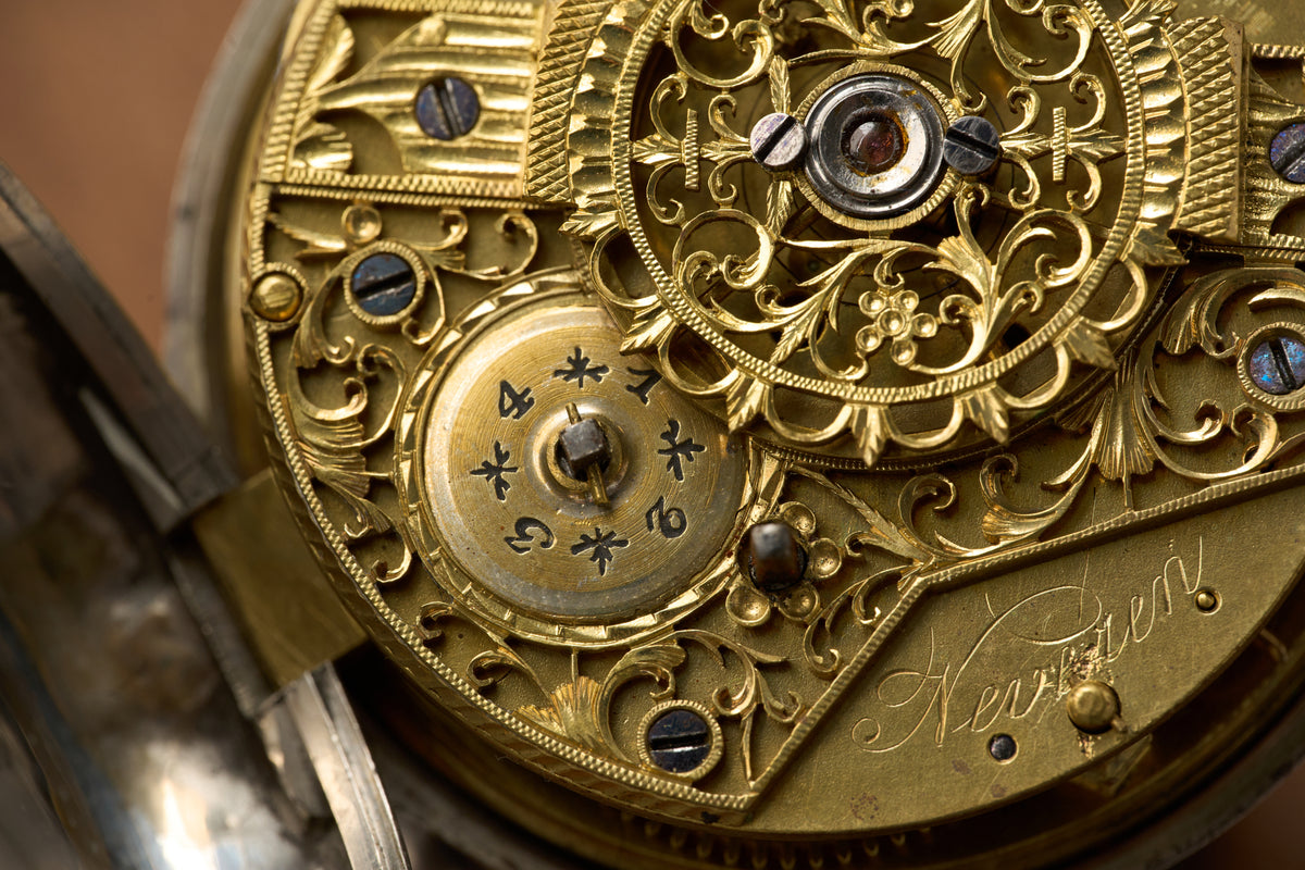 Silver Verge Fusee with its Heerenveen Retailer Label, c.1810