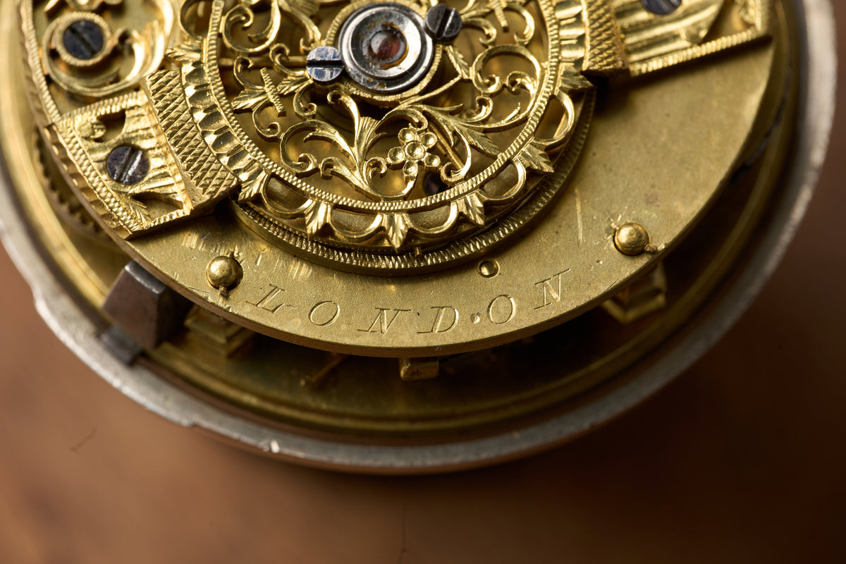Silver Verge Fusee with its Heerenveen Retailer Label, c.1810