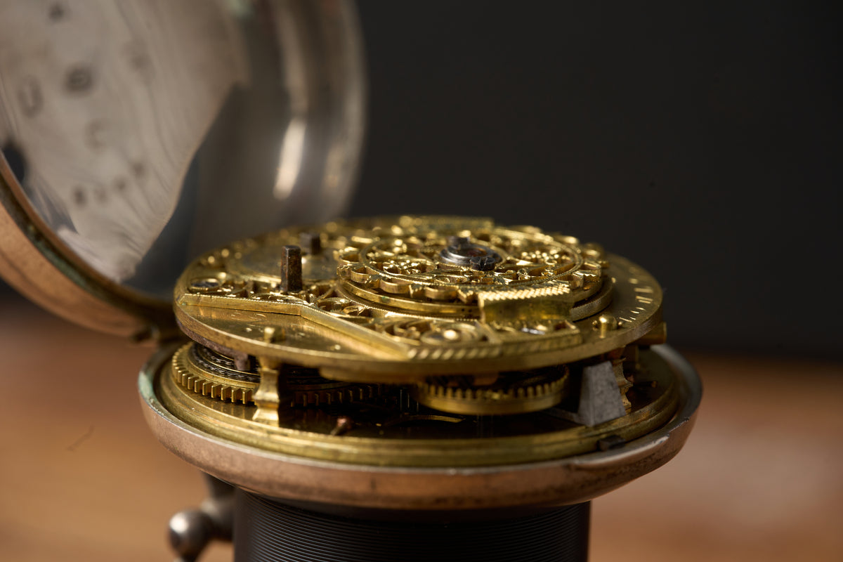 Silver Verge Fusee with its Heerenveen Retailer Label, c.1810