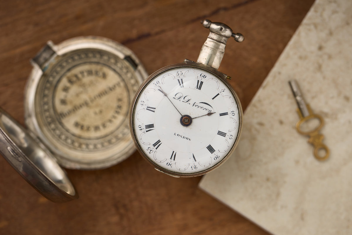 Silver Verge Fusee with its Heerenveen Retailer Label, c.1810