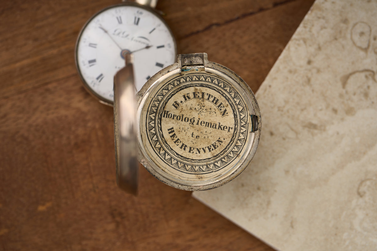 Silver Verge Fusee with its Heerenveen Retailer Label, c.1810