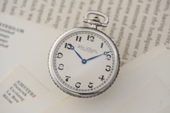 Niton Platinum Pocket Watch, Sapphire Border, Geneva Seal, c.1929, front view