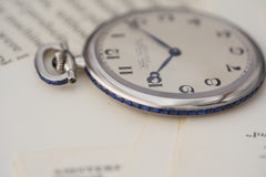 Niton Platinum Pocket Watch, Sapphire Border, Geneva Seal, c.1929, detail view 5