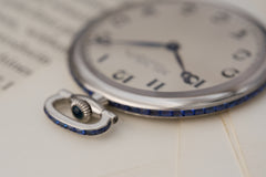 Niton Platinum Pocket Watch, Sapphire Border, Geneva Seal, c.1929, detail view 6