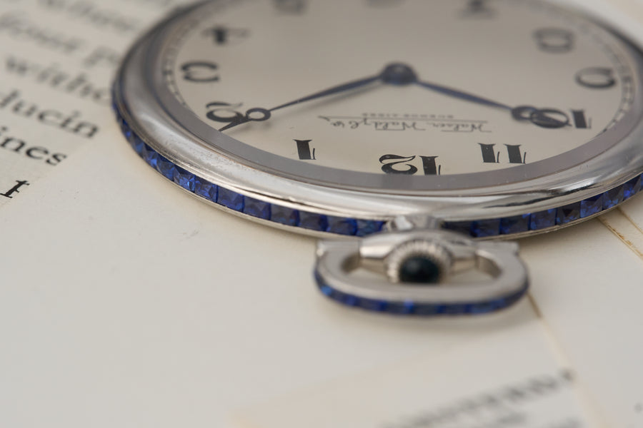 Open Face in Platinum, Calibré Sapphire Border, Geneva Seal, c.1929