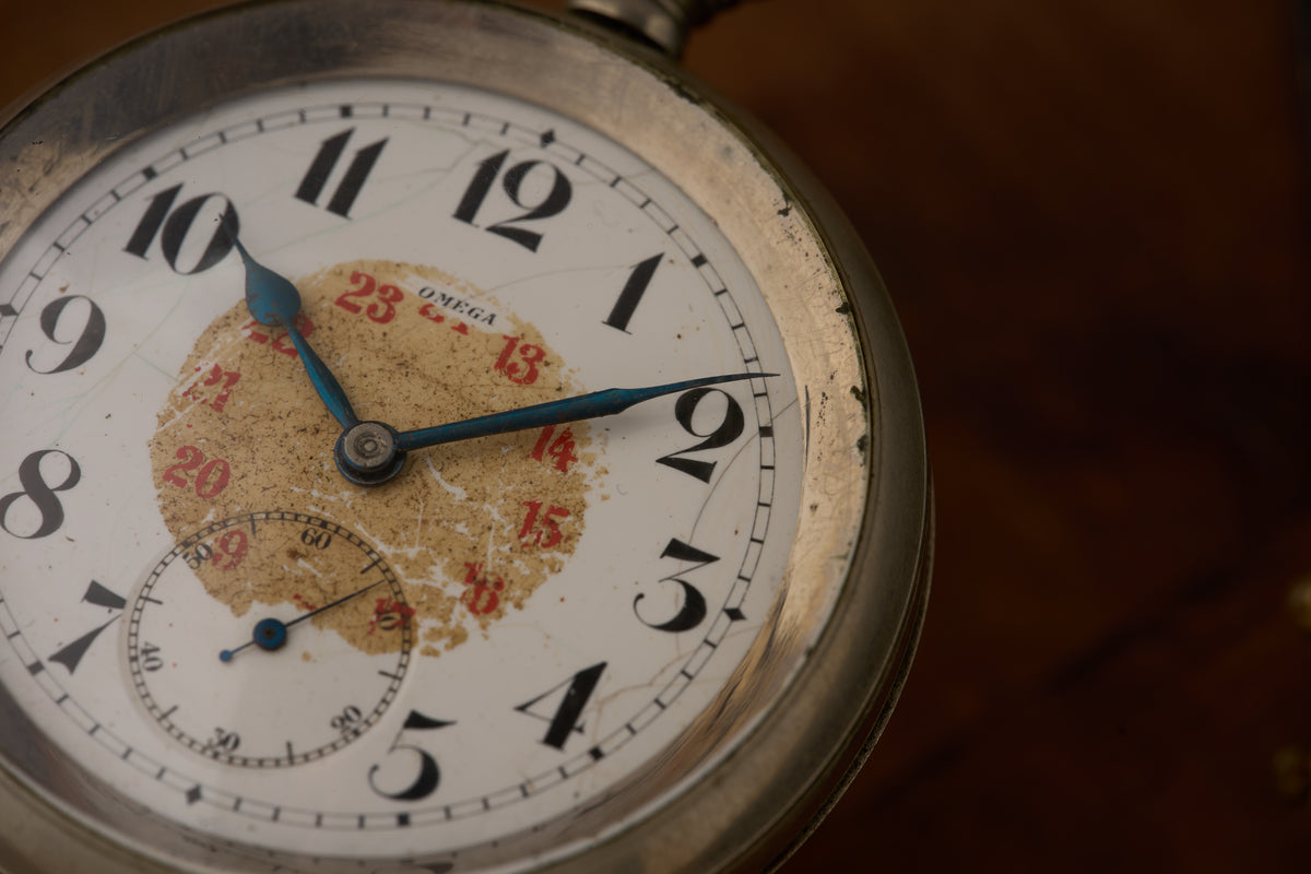 Oversized Open Face, Enamel Dial with Red 13-24 Ring, c.1909
