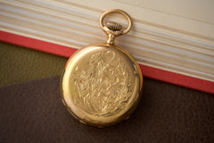 Patek Philippe Gold Pocket Watch, Floral Engraving, c.1888, detail view 2
