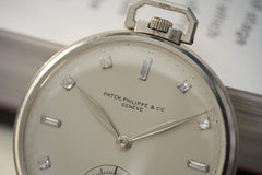 Patek Philippe Platinum Pocket Watch, Diamond Dial, c.1937, detail view 5