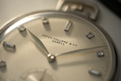 Patek Philippe Platinum Pocket Watch, Diamond Dial, c.1937, detail view 9