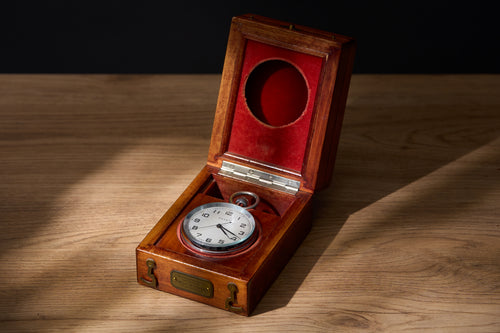 Deck Watch in its Fitted Mahogany Box, Made in USSR, 1992