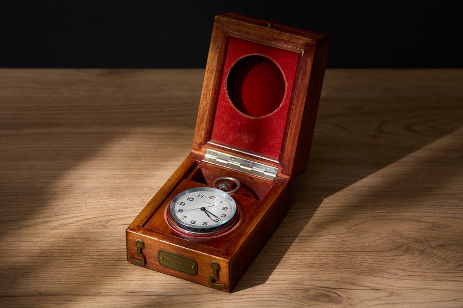 Deck Watch in its Fitted Mahogany Box, Made in USSR, 1992