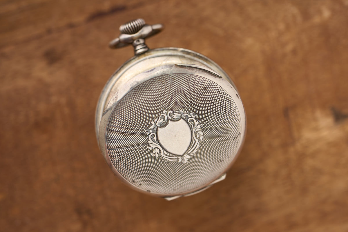 Waldenburg Silver Watch, Engine-Turned Case, c.1908