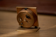 Roamer Art Deco Gilt Brass Alarm Clock, Salmon Dial, c.1940, detail view 3