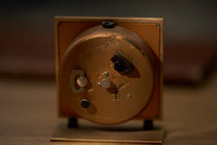 Roamer Art Deco Gilt Brass Alarm Clock, Salmon Dial, c.1940, detail view 4