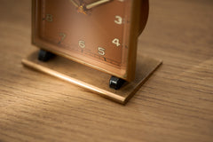 Roamer Art Deco Gilt Brass Alarm Clock, Salmon Dial, c.1940, detail view 9
