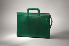 Rolex Green Leather Document Case, Folding Handle, c.1970s-1980s, front view