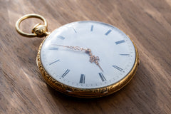 Bataille Aîné - 18k Gold Quarter-Repeating Pocket Watch, Besançon, c.1850, detail view 17