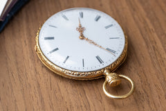 Bataille Aîné - 18k Gold Quarter-Repeating Pocket Watch, Besançon, c.1850, detail view 18