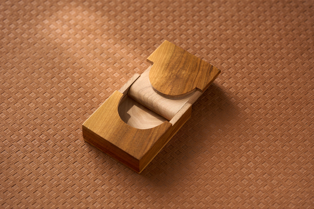 Tilt-Up Walnut Watch Box and Bedside Stand, Green Felt Recess
