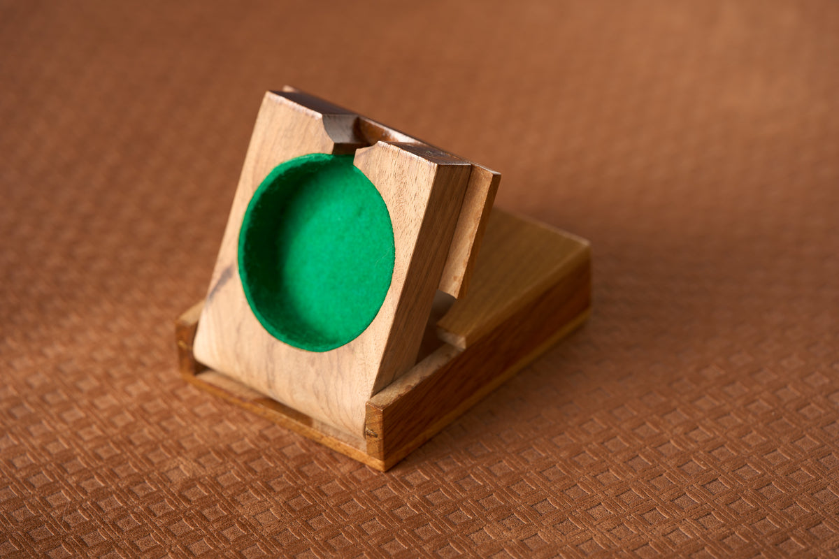Tilt-Up Walnut Watch Box and Bedside Stand, Green Felt Recess