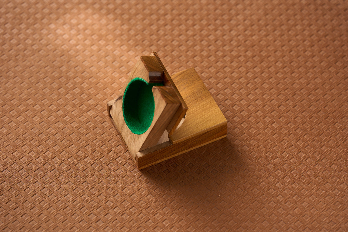 Tilt-Up Walnut Watch Box and Bedside Stand, Green Felt Recess