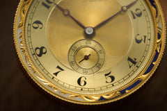 Swiss 18k Gold Pocket Watch, Guilloche Enamel, c.1900, detail view 21